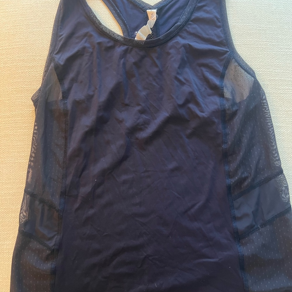 Women's Navy Blue Mesh Tank Top